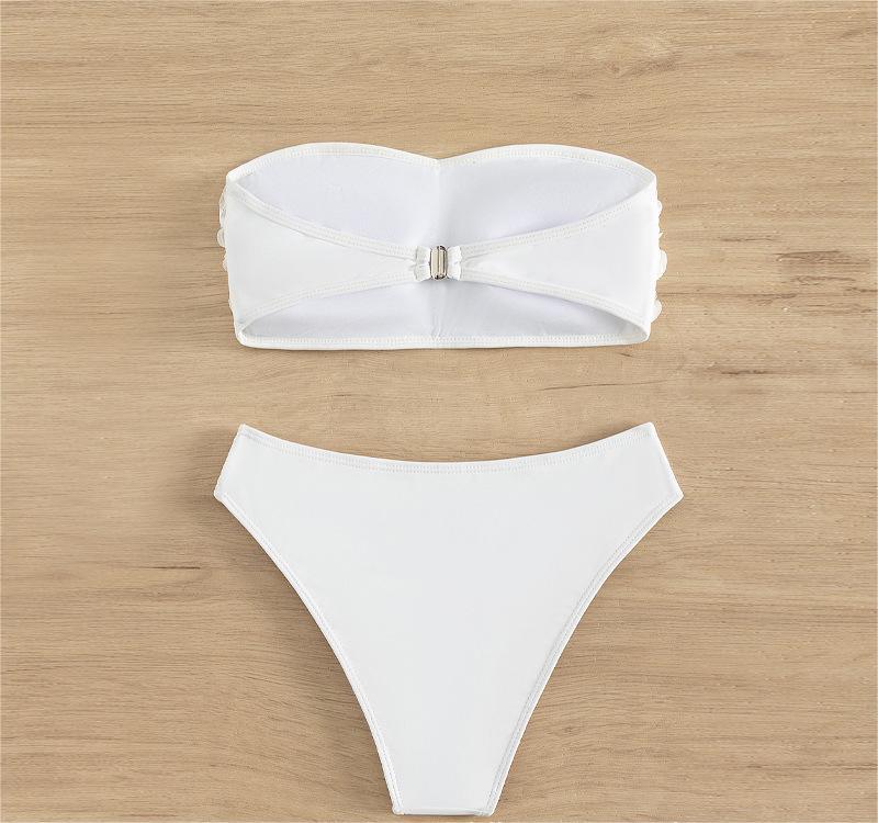 Bikini Swimsuit Women's Sexy Tube Top Solid Color High Waist Swimsuit - NawdeX