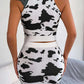 Contrast Sleeveless Knit Top and Mini Skirt Set - NawdeX