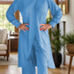 Full Size Slit Round Neck Long Sleeve Top and Pants Set - NawdeX