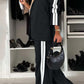 Full Size Contrast Lapel Collar Top and Pants Set - NawdeX
