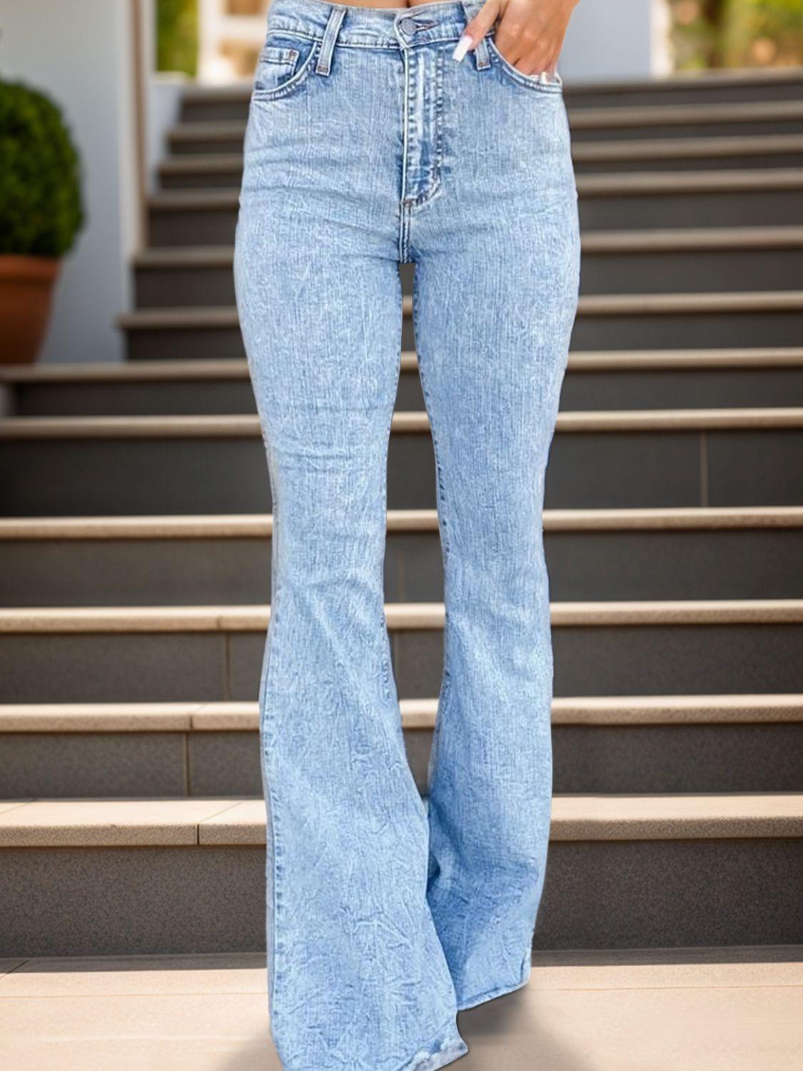 Raw Hem Bootcut Jeans - NawdeX