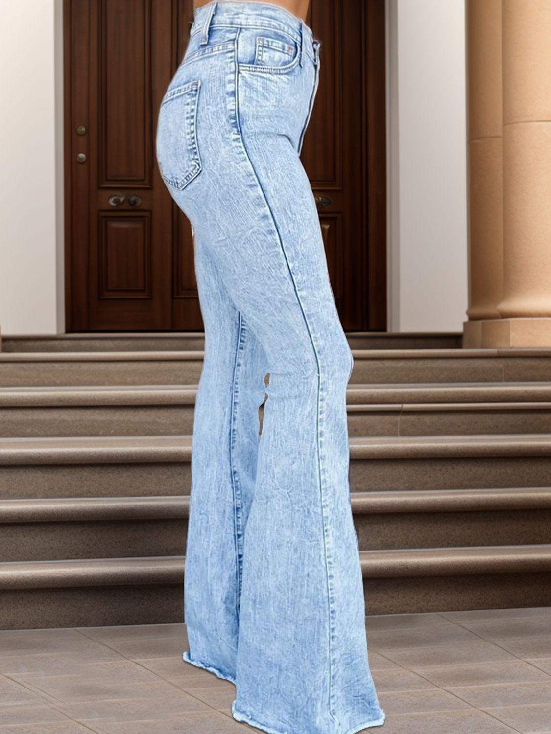 Raw Hem Bootcut Jeans - NawdeX