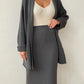 Pocketed Long Sleeve Cardigan and Skirt Sweater Set - NawdeX