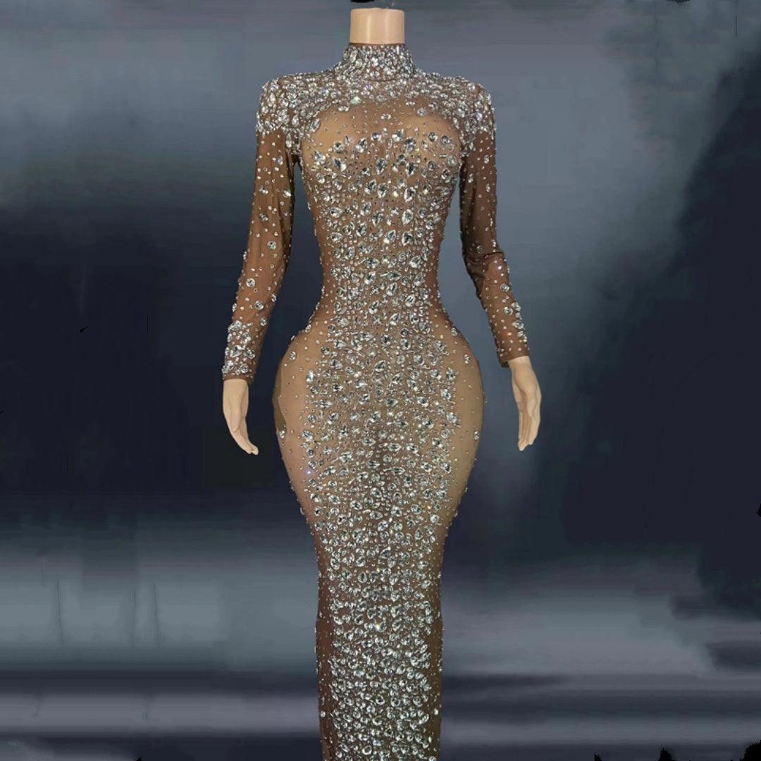 Women's Rhinestone Dress Tight Ball Gown - NawdeX