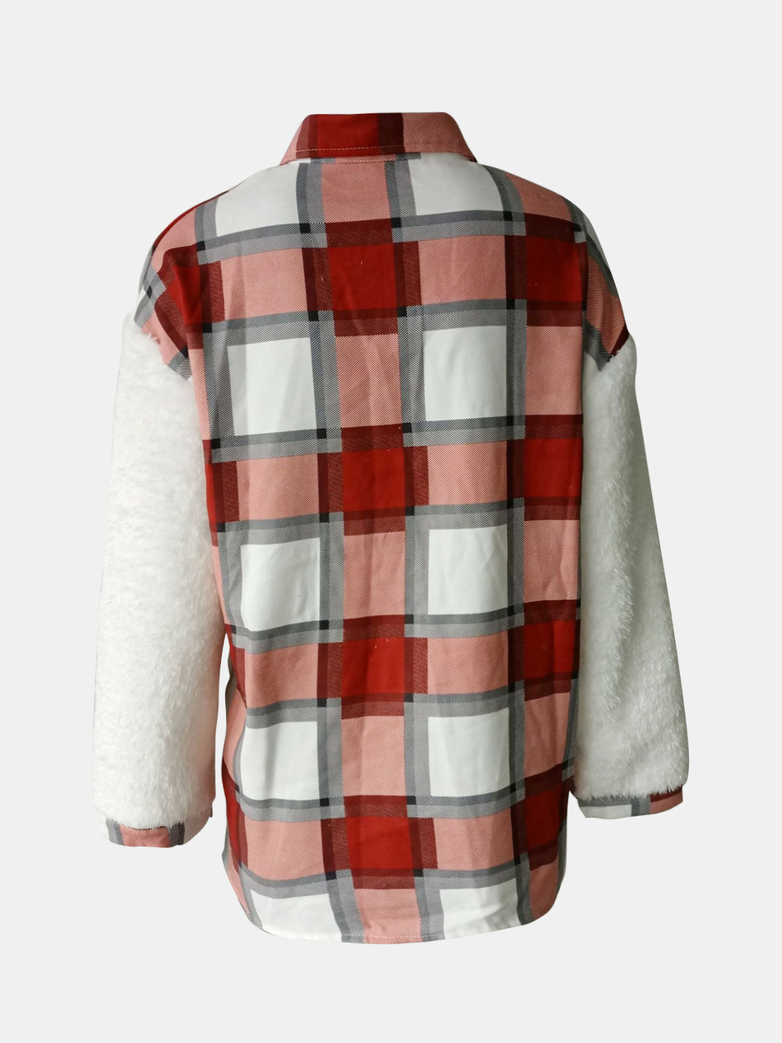 Fuzzy Button Up Long Sleeve Jacket - NawdeX