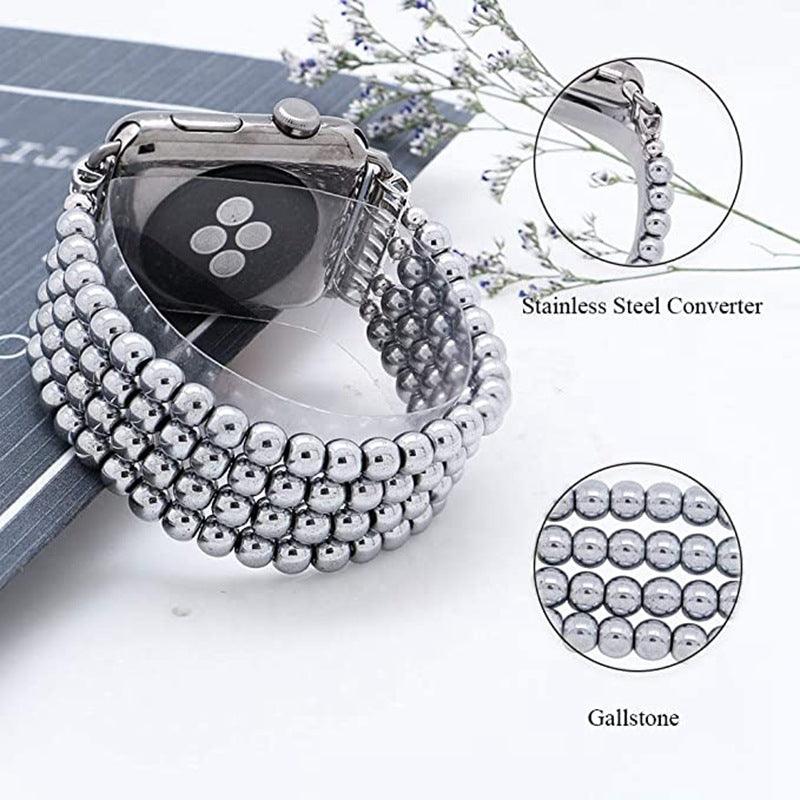Beaded Jewelry Four Row Pearl Onyx Strap - NawdeX