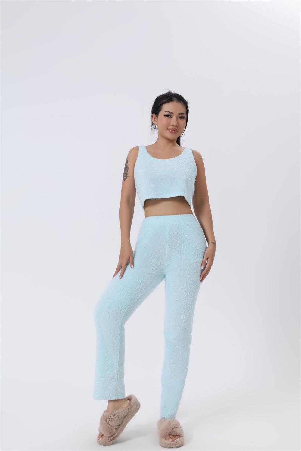 Cozy Pajama Set, 3 Piece Lounge Set, Cute Loungewear, Warm Suit Sets, Matching Set, Lounge Set, 3 Piece Pant Sets, Women Winter Dress - NawdeX