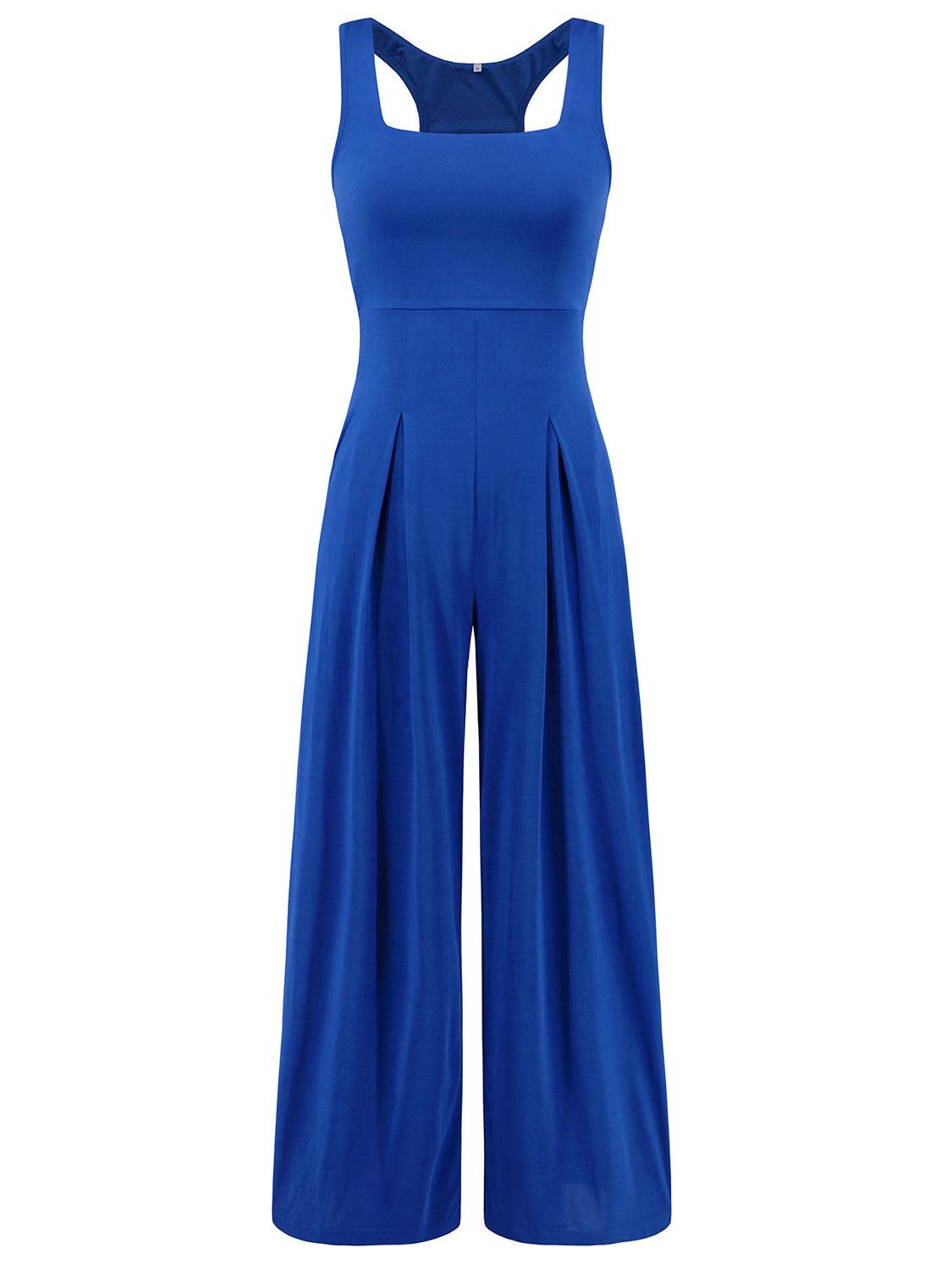 Square Neck Wide Strap Jumpsuit - NawdeX
