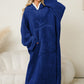 Pocketed Contrast Long Sleeve Hooded Lounge Dress - NawdeX