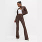 Black Glossy Flared Pants Women - NawdeX