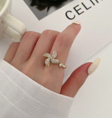 Copper Rotating Ring  Micro Inlaid Fashion Lady Ring Index Finger Ring - NawdeX