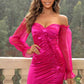 (Sweetheart Neck Ruched Mini Dress - NawdeX
