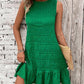 Textured Tied Round Neck Sleeveless Dress - NawdeX