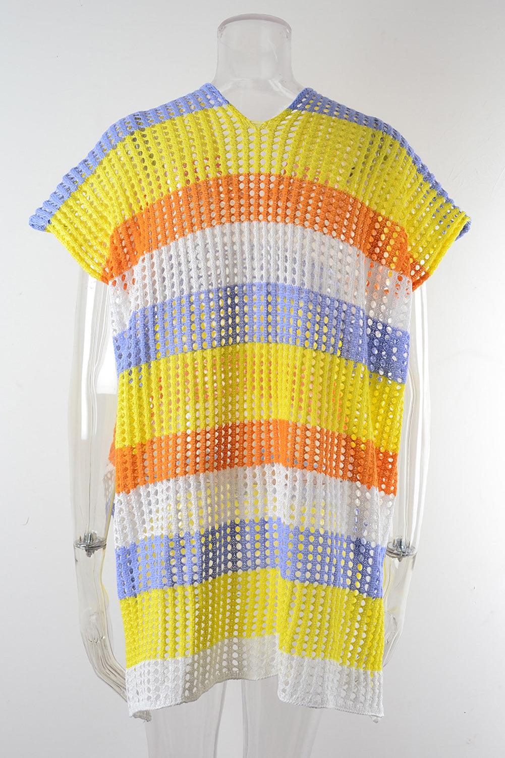 Slit Color Block V-Neck Cover-Up - NawdeX