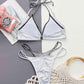 (Faux Layered Halter Neck Two-Piece Bikini Set - NawdeX