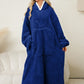 Pocketed Contrast Long Sleeve Hooded Lounge Dress - NawdeX