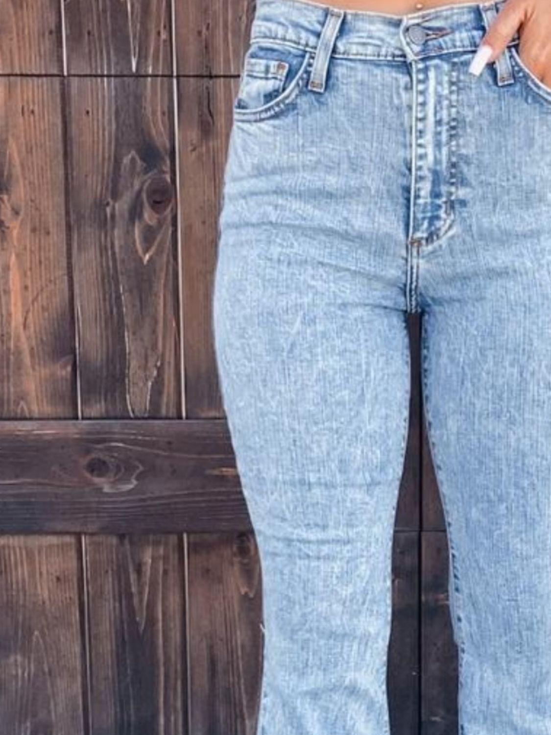 Raw Hem Bootcut Jeans - NawdeX