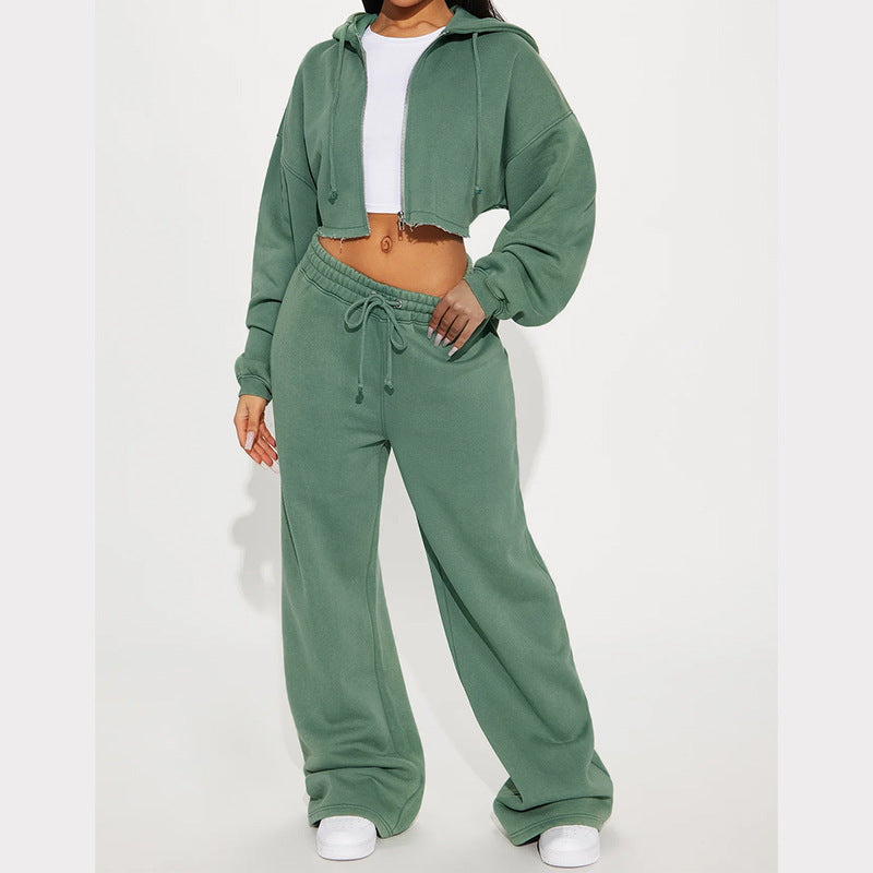 European  Sweater Wide Leg Trousers Suit - NawdeX