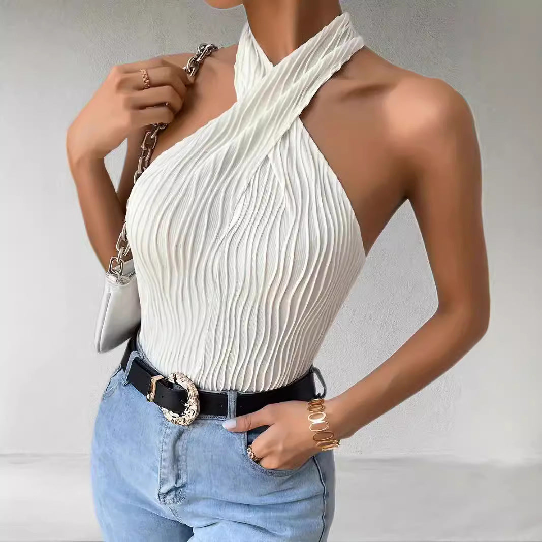 Fashionable Personalized Halter Knitted Short Top For Women - NawdeX