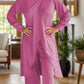 Full Size Slit Round Neck Long Sleeve Top and Pants Set - NawdeX