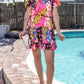 Printed Tie Neck Short Sleeve Mini Dress - NawdeX
