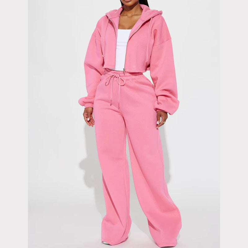 European  Sweater Wide Leg Trousers Suit - NawdeX