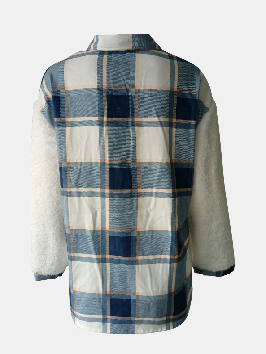 Fuzzy Button Up Long Sleeve Jacket - NawdeX