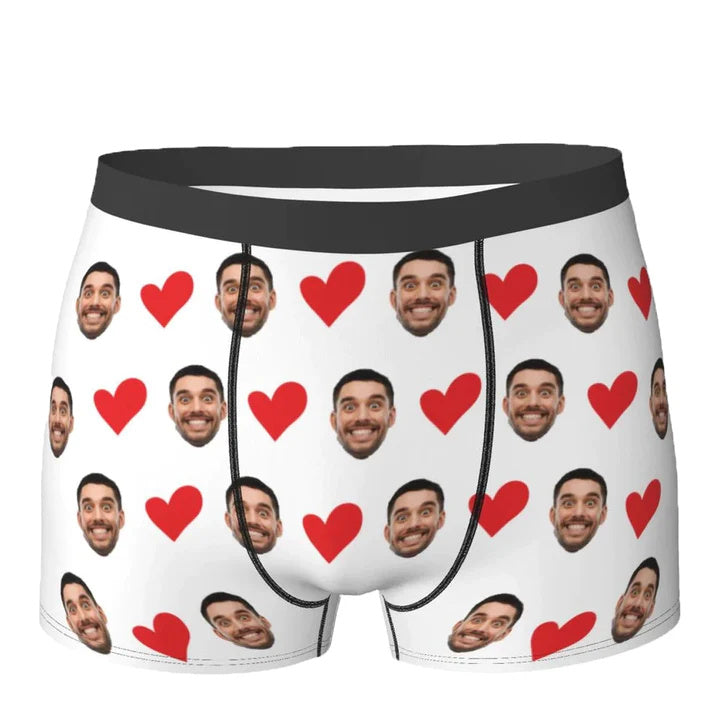 Personalized Face Photo Underwear Custom Heart Boxer Briefs - NawdeX
