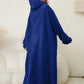 Pocketed Contrast Long Sleeve Hooded Lounge Dress - NawdeX