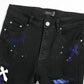 Men's Hole Patch Black Stretch Slim-fitting Jeans - NawdeX
