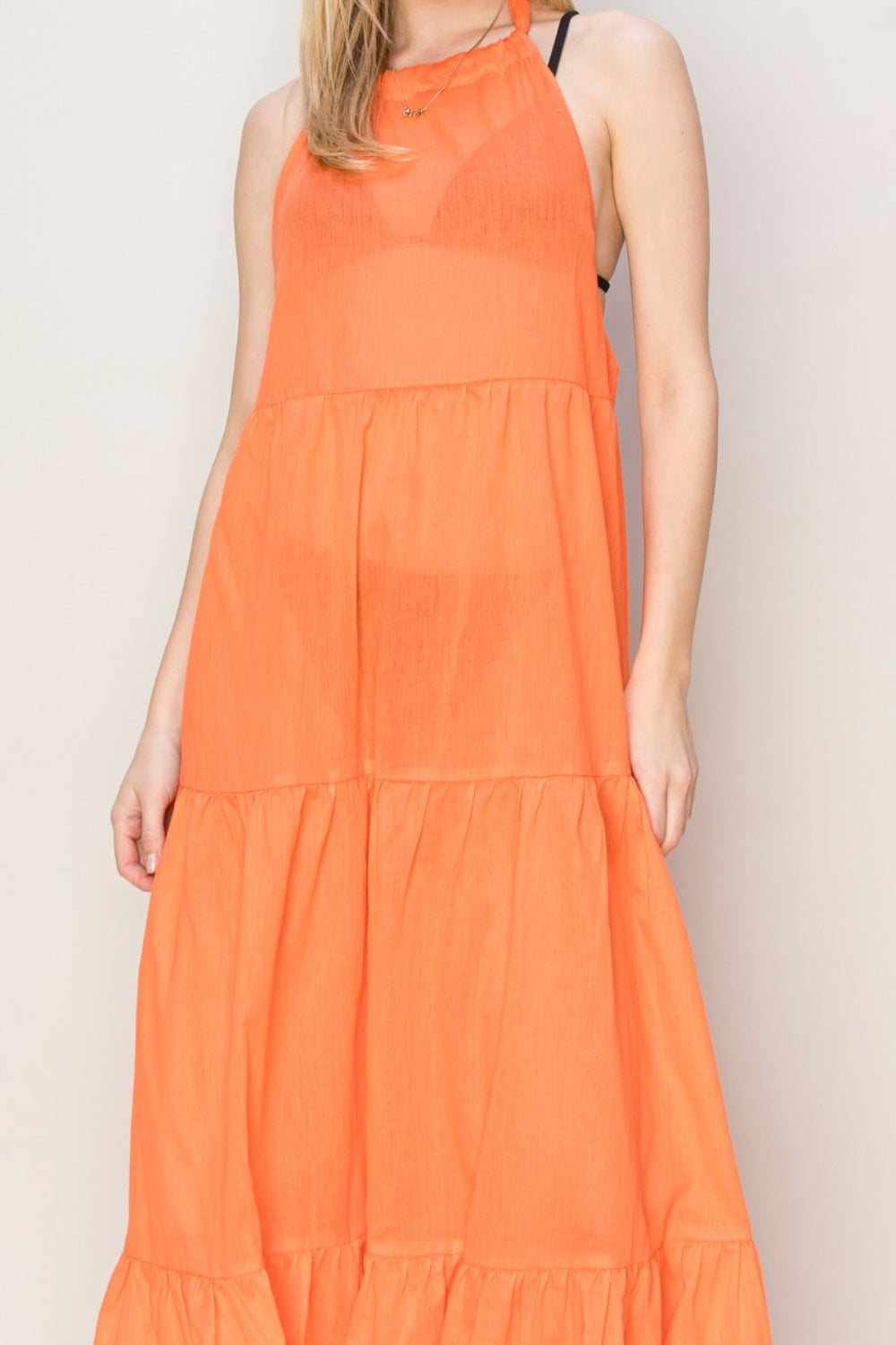 Halter Neck Cover Up Maxi Dress - NawdeX