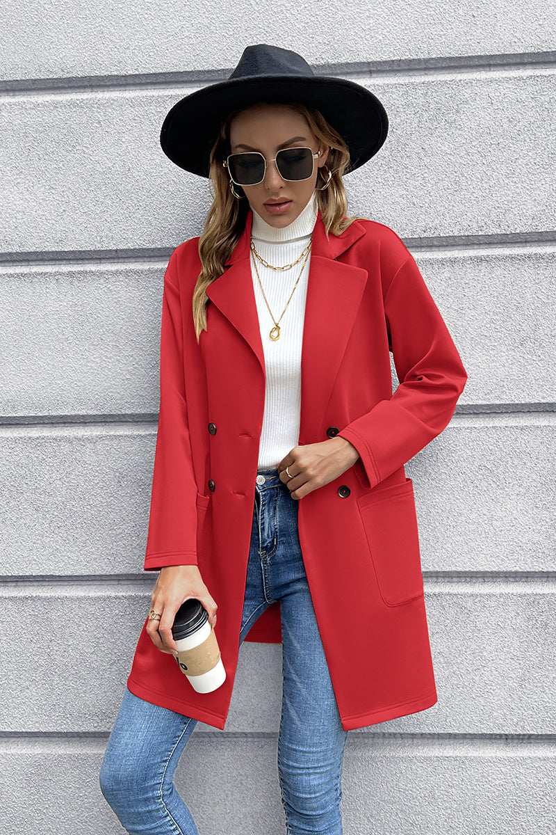 Ivy Lane Lapel Collar Long Sleeve Blazer - NawdeX