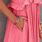 Ruffled Sleeveless Maxi Dress with Pockets - NawdeX