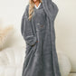 Pocketed Contrast Long Sleeve Hooded Lounge Dress - NawdeX