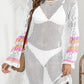 Openwork Contrast Long Sleeve Cover-Up - NawdeX