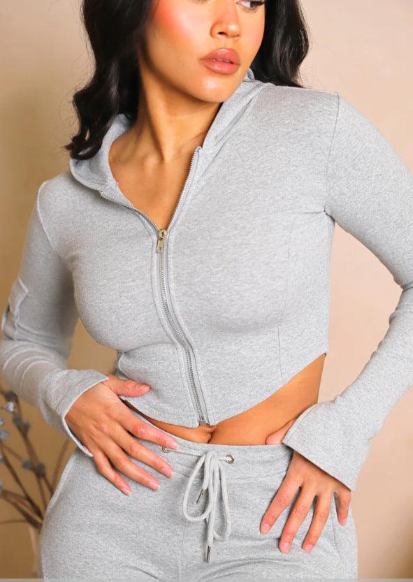 Women's Casual Tight Sportswear Multi-pocket Overalls With Coat And Cap Suit Pants - NawdeX