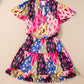 Printed Tie Neck Short Sleeve Mini Dress - NawdeX