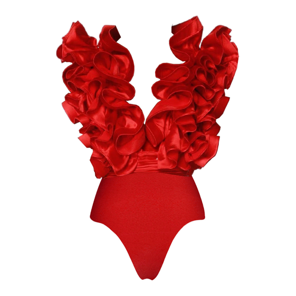 Red Deep V Sexy Swimsuit - NawdeX
