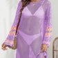 Openwork Contrast Long Sleeve Cover-Up - NawdeX