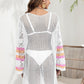 Openwork Contrast Long Sleeve Cover-Up - NawdeX