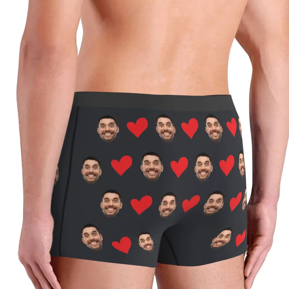 Personalized Face Photo Underwear Custom Heart Boxer Briefs - NawdeX
