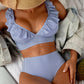 Fresh And Retro Striped Split Small Chest Bikini Vacation Swimwear - NawdeX