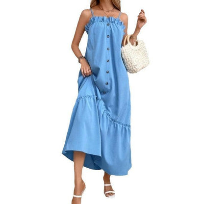 Women's Pleated Solid Color Temperament Commute Dress - NawdeX