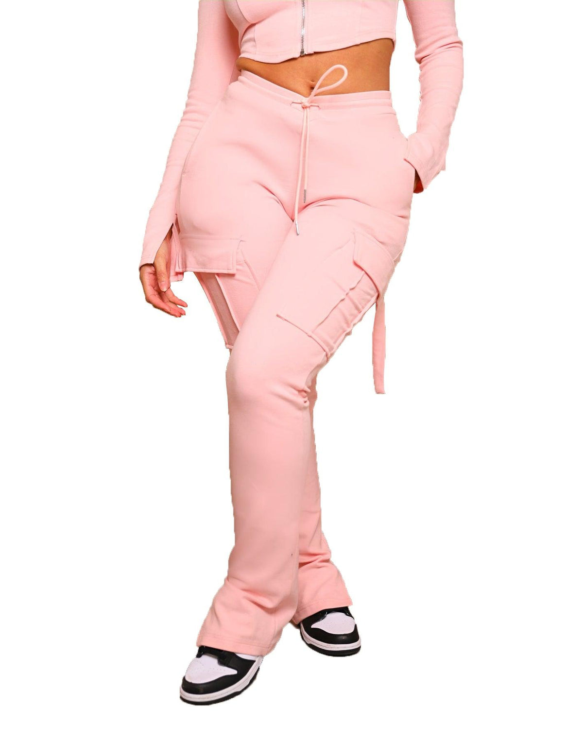 Women's Casual Tight Sportswear Multi-pocket Overalls With Coat And Cap Suit Pants - NawdeX