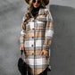 Plaid Collared Neck Long Sleeve Coat - NawdeX