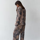Women's Fashion Satin Printed Cardigan Pajamas Two-piece Set - NawdeX