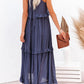 Ruffled Sleeveless Maxi Dress with Pockets - NawdeX