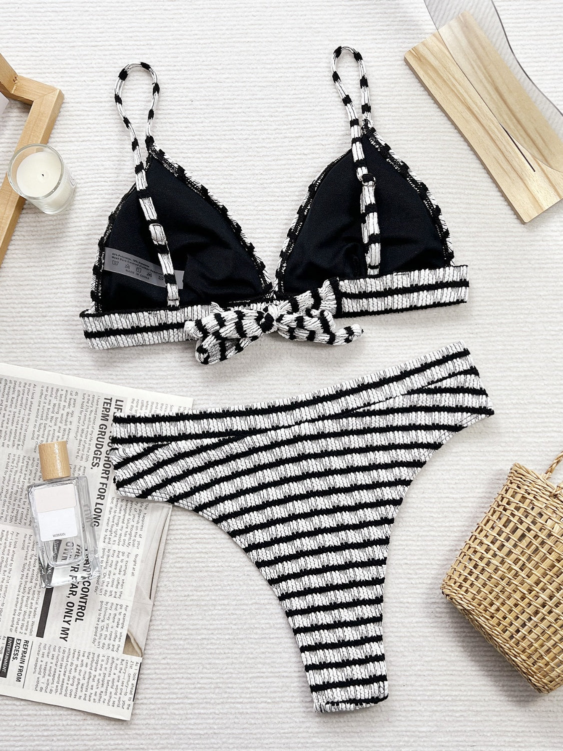 Striped V-Neck Two-Piece Swim Set - NawdeX