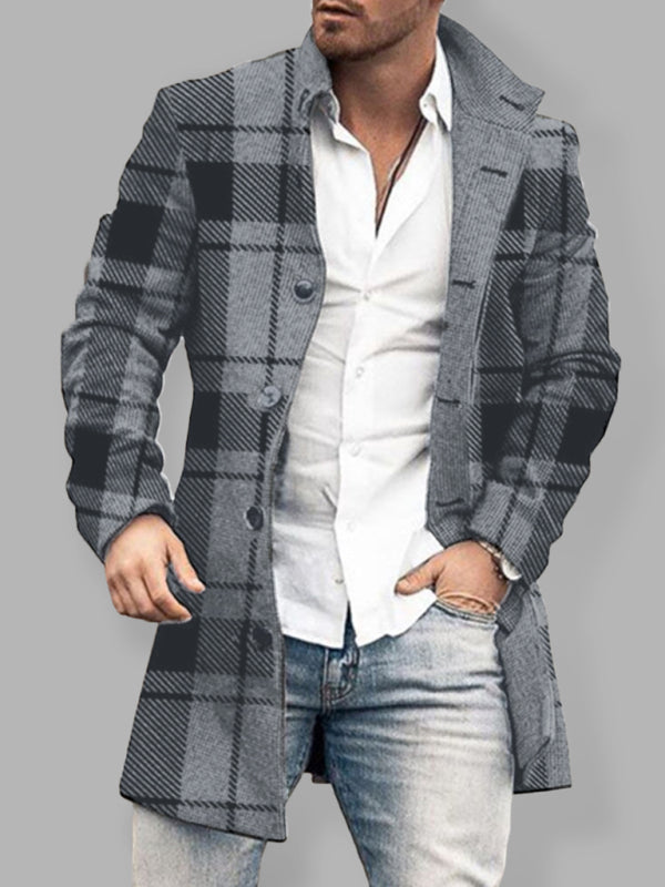 Woolen Mid-Length Pocket Casual Coat