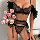 Feather Contrast Lingerie Set